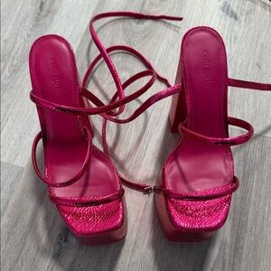 Cult Gaia Pink Platform Heels